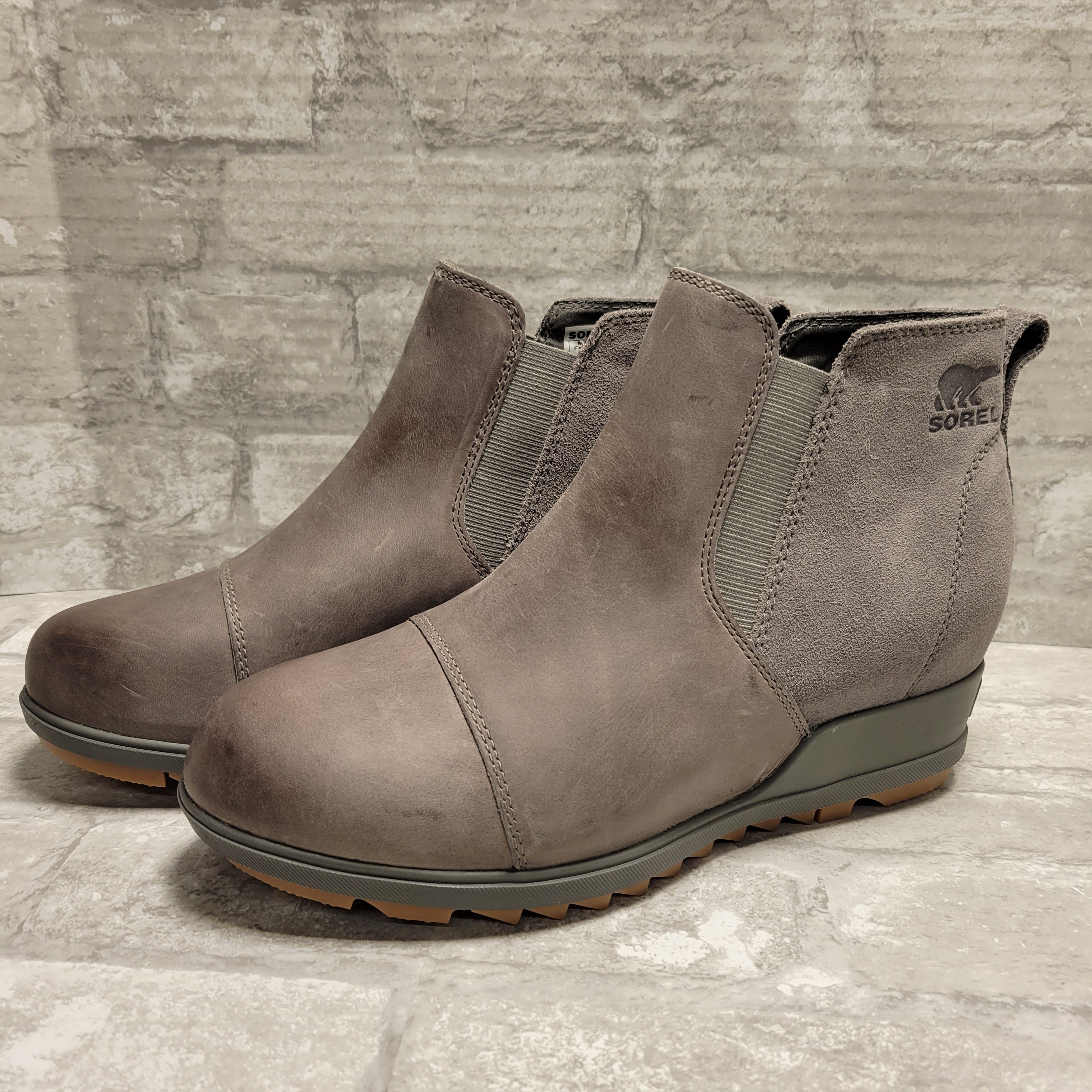 Sorel Women's Evie Gray Pull On Boots Quarry Gum II NL3816-053, Gray 8.5 (8008321499374)